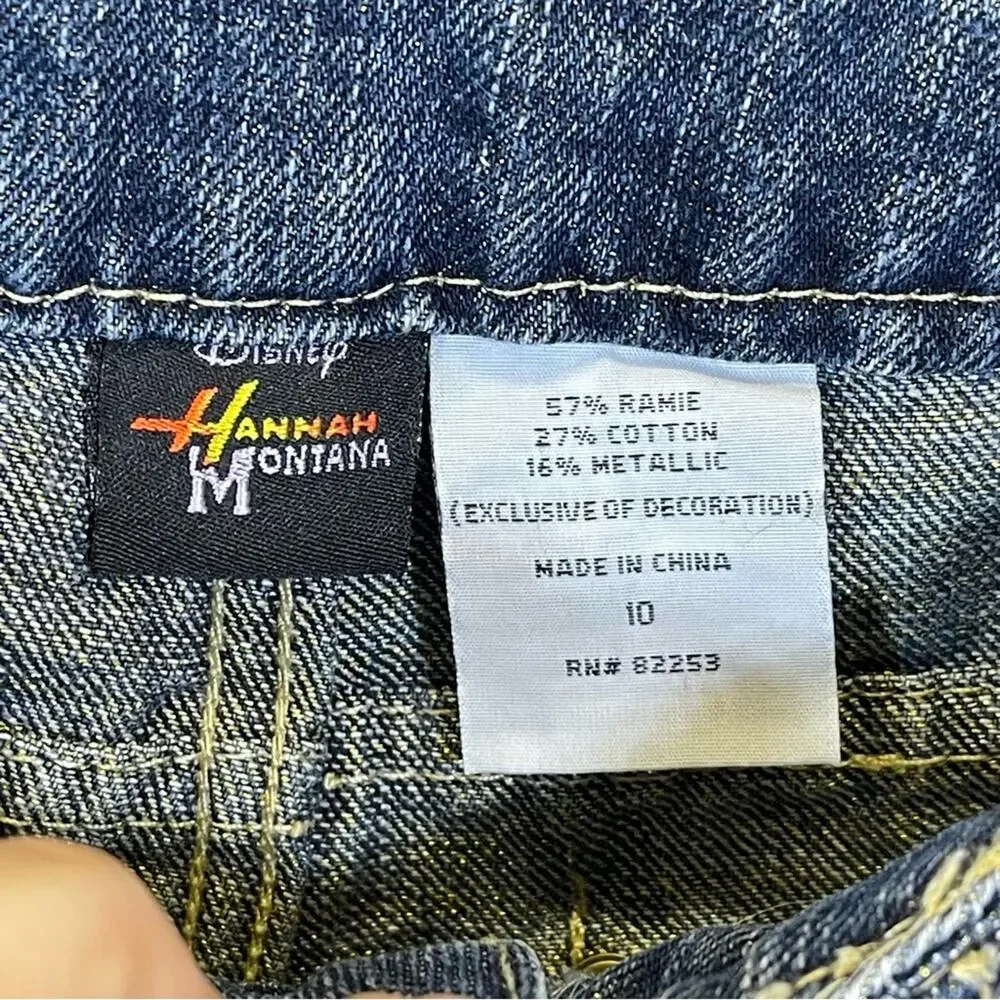 Hannah Montana, Gold Thread Boot Cut Jeans. Size 10. Glitzy Back Pockets.